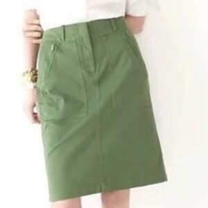 J.Crew Green Utility Chino Straight Skirt